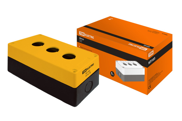 TDM Корпус КП103 для кнопок 3места желтый SQ0705-0008