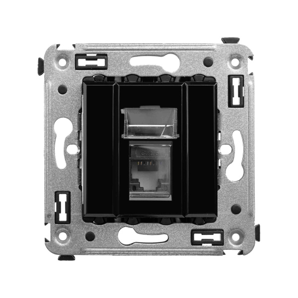 DKC Компьютерная розетка RJ-45 в стену, кат.6А одинарная, "Avanti", "Черный квадрат"