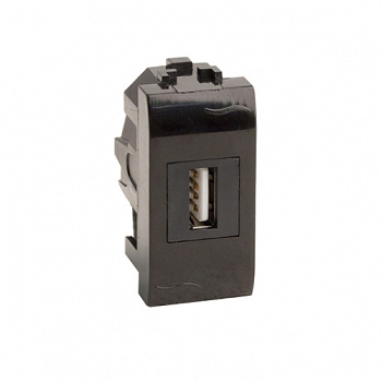 DKC USB 2.0 розетка, Brava, черная, 1 мод.