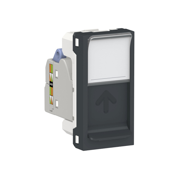 SE Unica Modular Антрацит Розетка компьютерная, RJ45, одиночная кат. 6 STP, 1 модуль NU341654