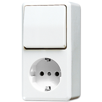 JUNG Штепсельная розетка SCHUKO для накладного монтажа с универсальным выключателем, белая 676AWW