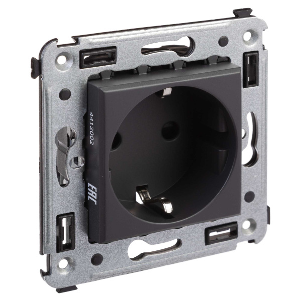 Купить DKC Розетка в стену, 2P+E, с з/ш, "Avanti", "Черный матовый"