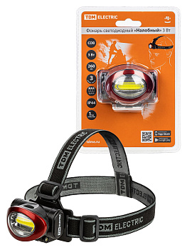 TDM Фонарь светодиодный "Налобный" 3 Вт COB, 260 лм, бат. 3*AAA SQ0350-0071