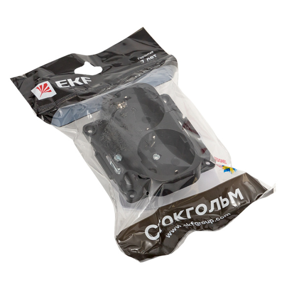 Купить EKF PROxima Стокгольм Черный Розетка 2-ая с/з, со шторками, 16А