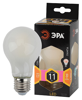 ЭРА F-LED A60-11W-827-E27 frost (филамент, груша мат., 11Вт, тепл, Е27)