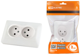 TDM Розетка двойная 2П 10А 250В белая "Ильмень" SQ1823-0011