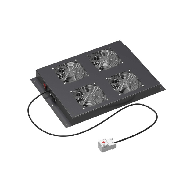 Купить DKC Потолочный модуль 4 вентилятора с термостатом для крыши напольных 19" IT-корпусов ДКС серии CQE шириной 600мм, RAL9005