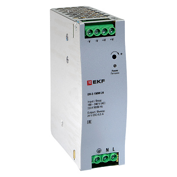 EKF PROxima Блок питания на дин рейку 150 вт,Uвх ~ 220 В AC , Uвых - 24 В DC постоянного тока