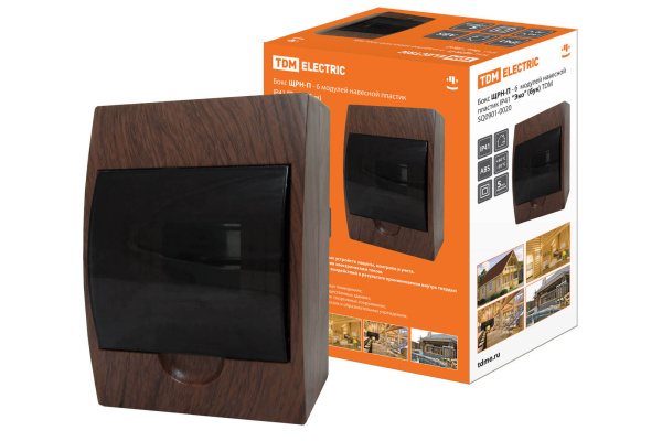 TDM Бокс ЩРН-П-6 модулей навесной пластик IP41 "Эко" (бук) SQ0901-0020