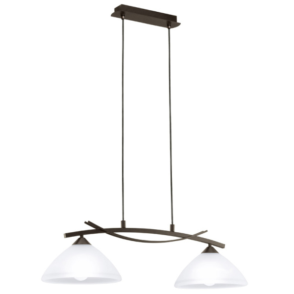 Eglo Подвес VINOVO, 2X60W (E27), L770, сталь, коричневый/алебастровое стекло, белый 91433