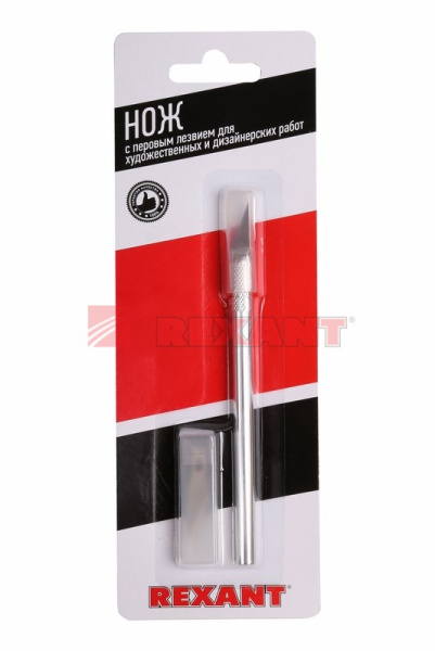 Купить Нож с перовым лезвием 5 запасных лезвий (скальпель) Rexant 12-4910