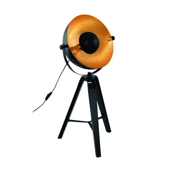 Eglo 49617 Настольная лампа COVALEDA с ножн. выкл., 1х60W (E27), 380, H735, дерево, сталь, черный, латунь