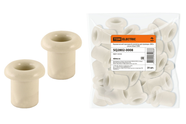 TDM Керамический проходной изолятор для провода «ЭКО» сосна (25шт) SQ2802-0008