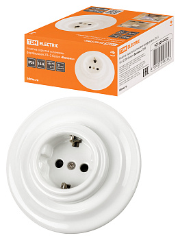 TDM Розетка скрытой установки фарфоровая 2П+З 16А 250В белая «Болонь» SQ1820-0022