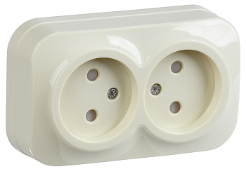 IEK GLORY РСш22-2-ХК Розет. 2-ая без з/к с з/ш о/у 10А GLORY крем.