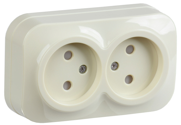 IEK GLORY РСш22-2-ХК Розет. 2-ая без з/к с з/ш о/у 10А GLORY крем.