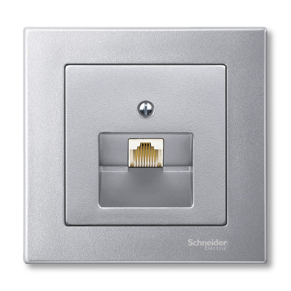 Купить SE Merten SM Алюминий Накладка розетки ТЛФ/комп 1-ой наклонной MTN298360