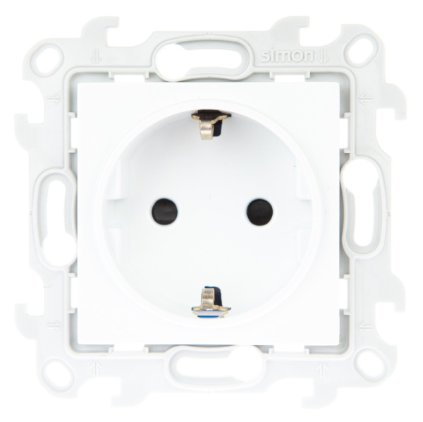 Simon 24 Белая Розетка 2К+3 Sсhuko с защитными шторками 2450432-030