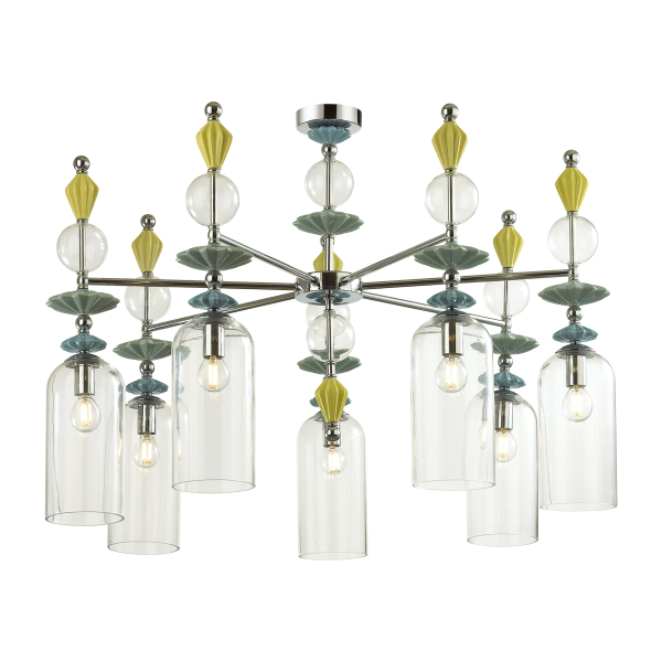 Купить Odeon Light 4893/7C CLASSIC ODL_EX22 33 хром/раноцветн./керамика/стекло Люстра потолочная E14 7*40W 4893/7C BIZET