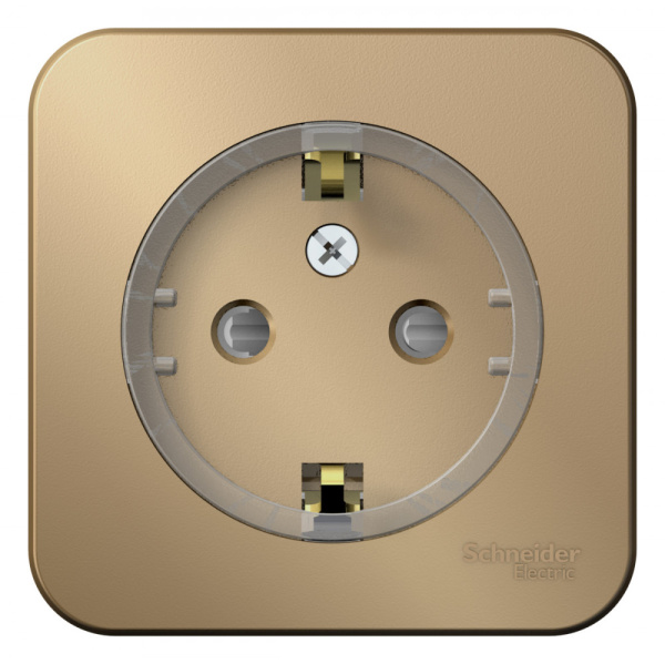 Systeme Electric Blanca наруж Титан Розетка с/з со шторками, (компакт) 16А, 250В изолир. пластина