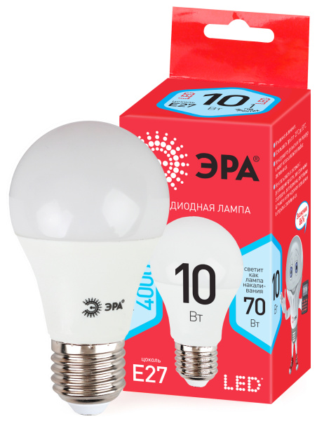 ЭРА ECO LED A60-10W-840-E27 (диод, груша, 10Вт, нейтр, E27)