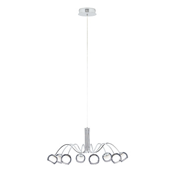 Eglo Подвес LED MALAGON, 8х3,3W(LED), Ø800, H1500, сталь, хром/стекло, черный-прозрачный, белый 39149