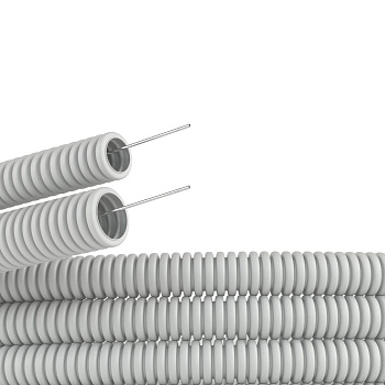 DKC Труба ПВХ гибкая гофр. д.20мм, тяжёлая с протяжкой, 100м, цвет серый