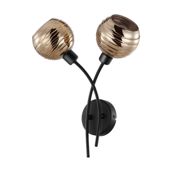 Eglo 39692 Светильник настенный CREPPO, 2X40W(E27), сталь, черный/стекло с напылением, золотистый