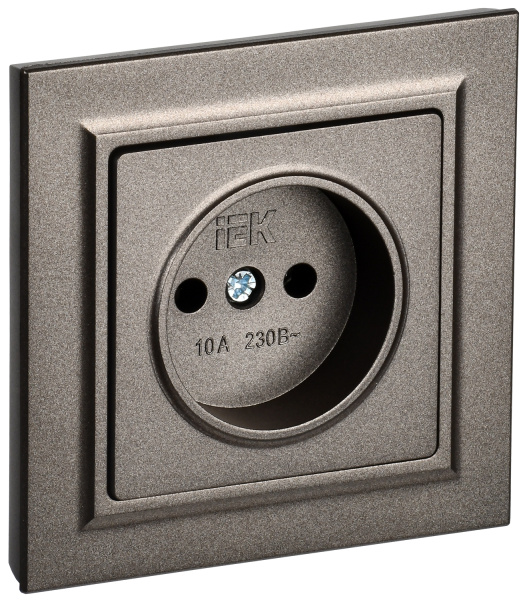 IEK BRITE Темн.бронза Розетка без з/к/ш 10А в сборе РСР10-1-0-БрТБ
