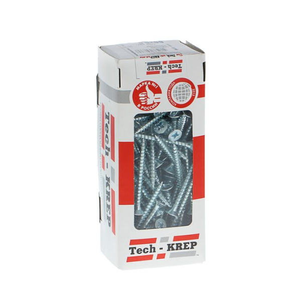 Tech-Krep Саморезы универсальные  70х6,0 мм (75 шт)  оцинкованные - коробка с ок. Tech-Kre 102209