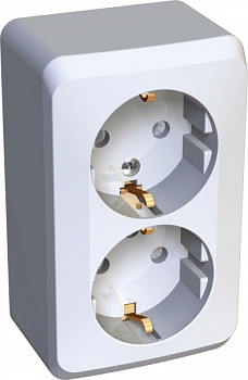 Systeme Electric Этюд наруж Бел Розетка 2-ая с/з со шторками