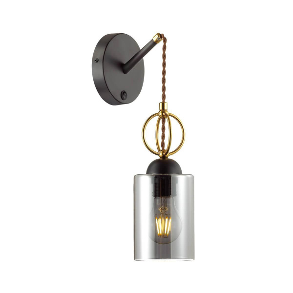 Odeon Light 4657/1W ODL20 575 черный/золотой/дымчатый Бра с выкл. E27 60W 220V OPIKA
