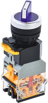 IEK Переключатель D8-11XD2 2 положения 1з+1р с подсветкой синий