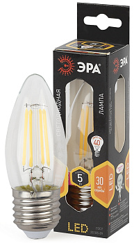 ЭРА F-LED B35-5W-827-E27 (филамент, свеча, 5Вт, тепл, E27)