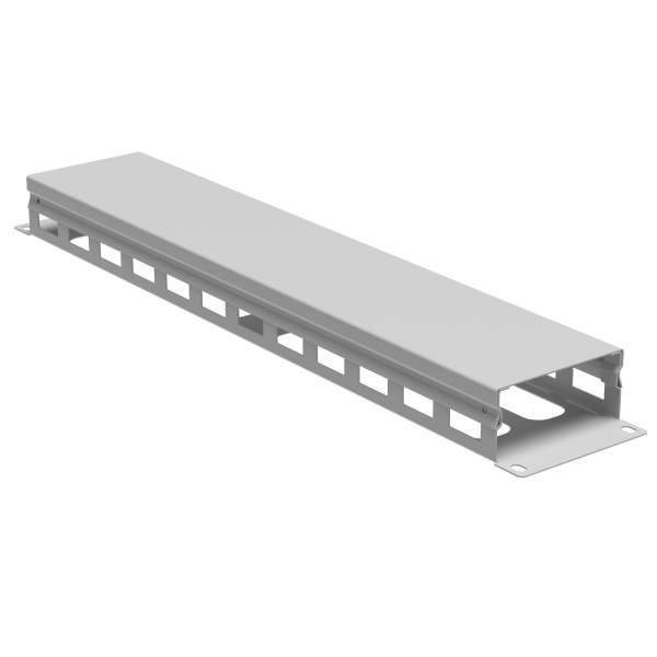 DKC Кабельный органайзер с крышкой и отверстиями 2U, глубина 40 мм, для 19" IT-корпусов, RAL7035