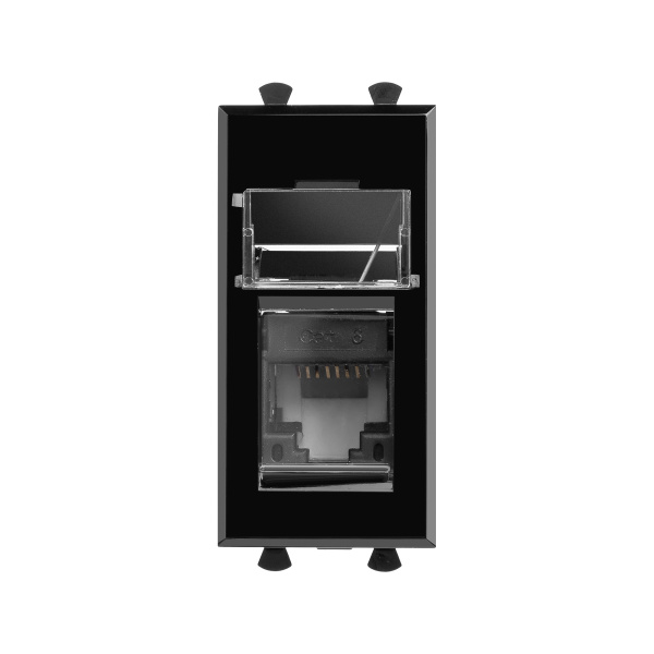 DKC Компьютерная розетка RJ-45 модульная, кат.6, "Avanti", "Черный квадрат", 1 модуль