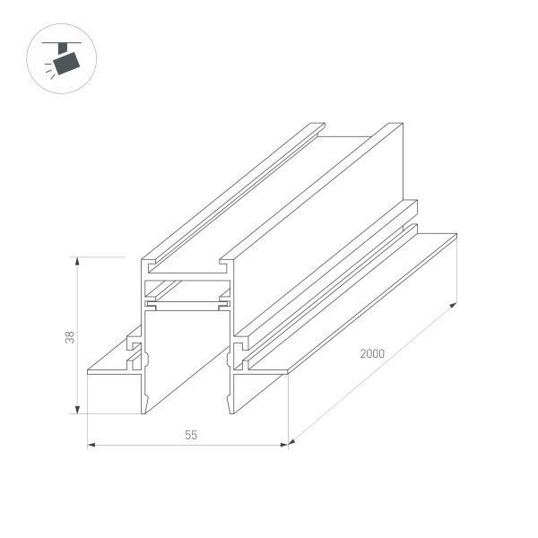 Купить Arlight Трек встраиваемый MAG-TRACK-2538-FDW-2000 (BK) (IP20 Металл, 3 года) 033460
