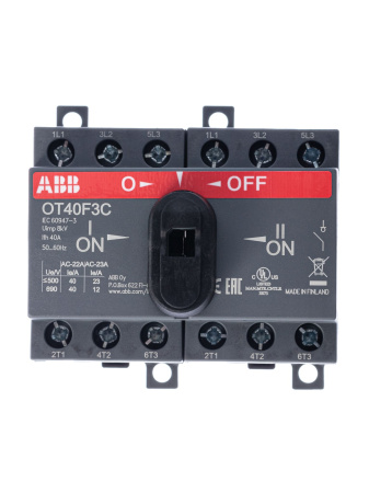 Купить ABB OT40F3С Выключатель-разъединитель реверсивный 3Р 40А с ручкой управления 1SCA104913R1001