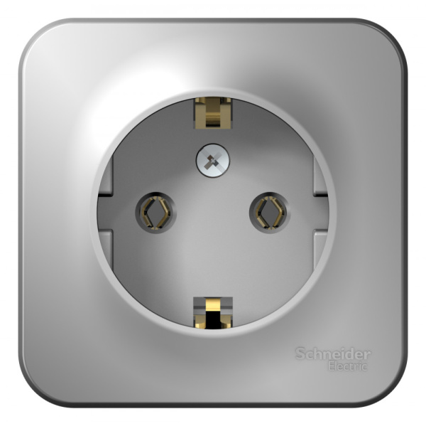 Systeme Electric Blanca наруж Алюминий Розетка с/з без шторок, 16А, 250В