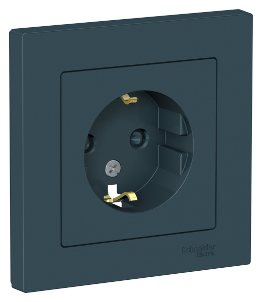 Купить Systeme Electric AtlasDesign Изумруд Розетка с/з со шторками, 16А, в сборе