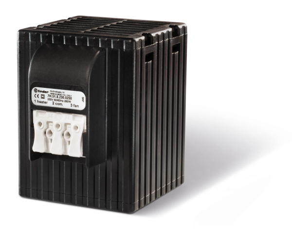 Finder Щитовые электронагреватели; электропитание 110…250В AC/DC; тепловая мощность 400Вт; установка на рейку 35мм; степень защиты IP20 7H5182300400