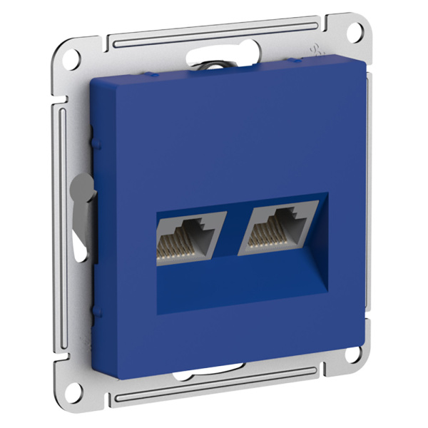Systeme Electric AtlasDesign Аквамарин Розетка двойная компьютерная RJ45+RJ45, кат.5E, механизм