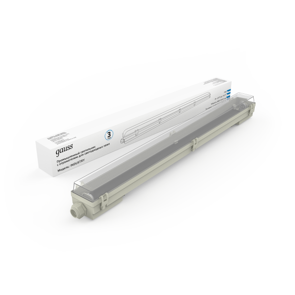 Купить Gauss Светильник линейный СПП-Т8-G13 INDUSTRY 220-230V IP65 660*70*61мм для LED ламп 1х600мм 909410160