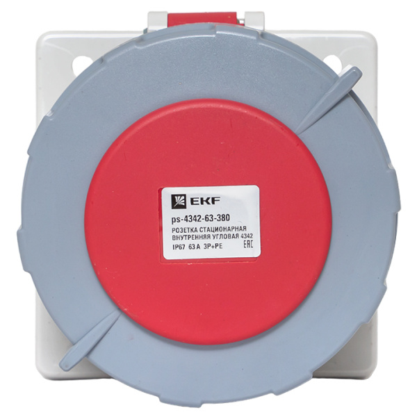Купить EKF PROxima Розетка стационарная внутренняя угловая 4342 3Р+РЕ 63А 380В IP67