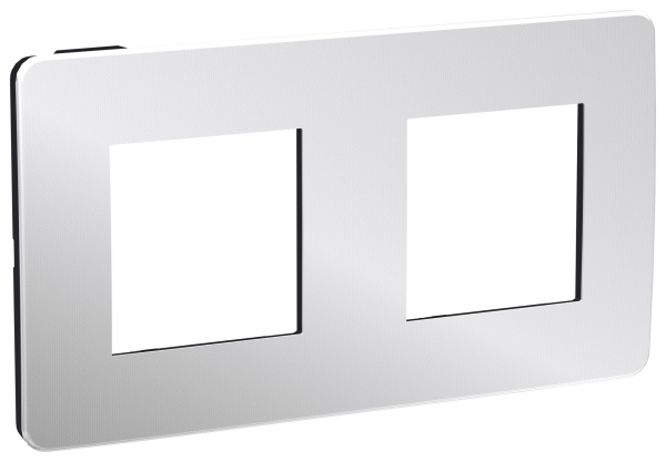 Купить SE Unica Studio Хром/Антрацит Рамка 2-ная NU280456