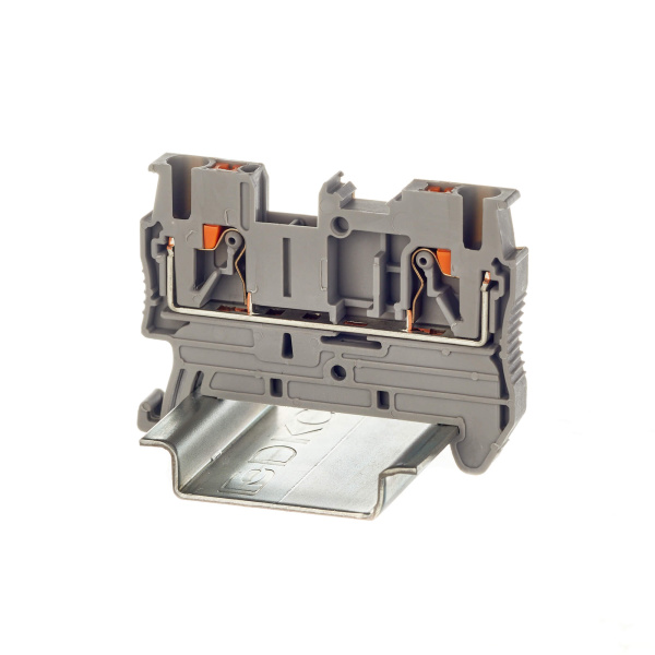 DKC Nuputuk Клемма проходная, зажим push-in, 2 точки подключения, 2.5 кв.мм, серая