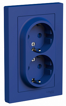 Systeme Electric AtlasDesign Аквамарин Розетка двойная с/з со шторками, 16А, в сборе