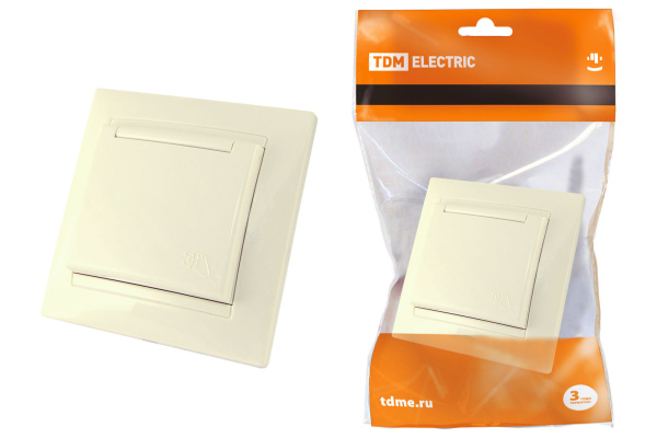 TDM Розетка 2П+З 16А 250В IP44 с защ. шт. с крышкой сл. кость "Лама" SQ1815-0114