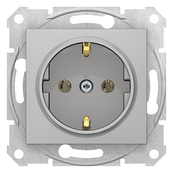SE Sedna Алюминий Розетка 1-ая 16А c з/к, без шторок, быстрозаж. контакты SDN3001860