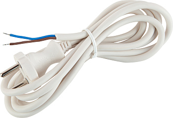 ЭРА Шнур для бра UX-ШВВП-2x0,75-3m-W с вилкой без заземления ШВВП 2x0,75 3м белый